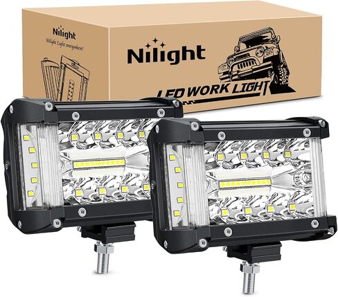 Nilight Side Shooter Light Bar 2 قطعة 4.3 بوصة مجموعة صف ثلاثي بقعة الفيضانات للطرق الوعرة الضباب القيادة إضاءة العمل على شاحنة SUV ATV UTV in Saudi Arabia