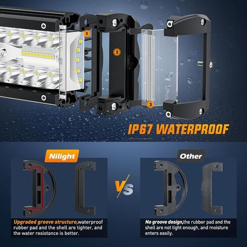 Nilight Side Shooter Light Bar 2 قطعة 4.3 بوصة مجموعة صف ثلاثي بقعة الفيضانات للطرق الوعرة الضباب القيادة إضاءة العمل على شاحنة SUV ATV UTV in Saudi Arabia