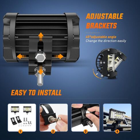 Nilight Side Shooter Light Bar 2 قطعة 4.3 بوصة مجموعة صف ثلاثي بقعة الفيضانات للطرق الوعرة الضباب القيادة إضاءة العمل على شاحنة SUV ATV UTV in Saudi Arabia