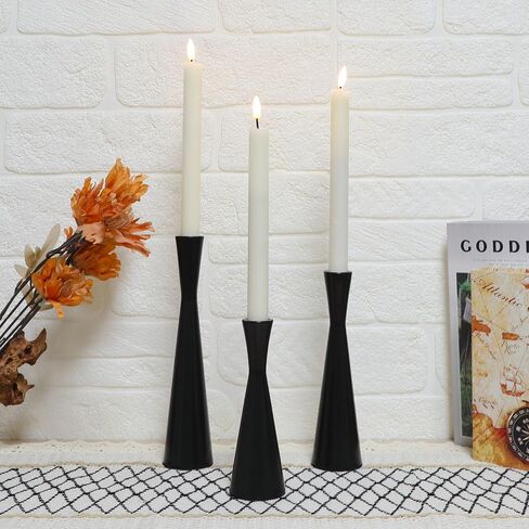 Taper Candle Holders Metal Candlestick Holders Set of 3 Table Mantel Decorative Candle Stand for Dinning,Party，Wedding,Home Decor(Brass Gold) in Kuwait