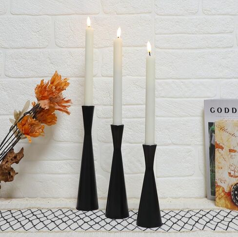 Taper Candle Holders Metal Candlestick Holders Set of 3 Table Mantel Decorative Candle Stand for Dinning,Party，Wedding,Home Decor(Brass Gold) in Kuwait