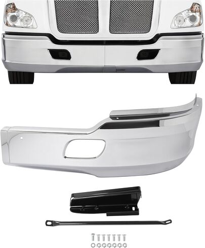 KUAFU الصلب المصد الأمامي غطاء غطاء الزاوية متوافق مع 2012-2021 Kenworth T680 بديل لـ KEN08-0001CH-R ث/الأقواس، بدون فتحة ضوء الضباب كروم جانب الركاب الأيمن in Saudi Arabia