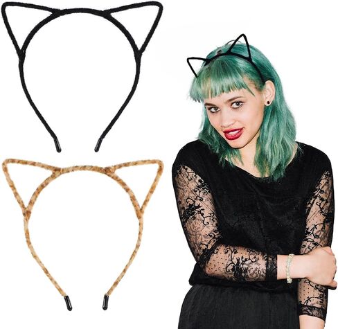 2 Pcs Cat Ears Headbands, Halloween Headband Animal Headwear Ears Headpiece Cosplay Hairband for Adult Kids in Saudi Arabia