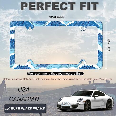 Cute Wild Flowers License Plate Frames 4 Holes, White Floral Stainless Steel Personalized License Plate Cover Holder Car Accessories Decor with Screw Caps for Women Men, 12.3" x 6.3" in Saudi Arabia