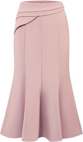 Women's Midi Mermaid Skirt Work High Elastic Waisted Fishtails Skirts in Kuwait