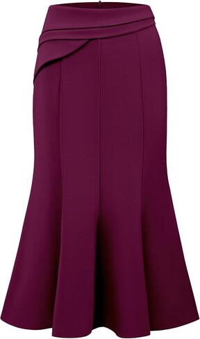 Women's Midi Mermaid Skirt Work High Elastic Waisted Fishtails Skirts in Kuwait