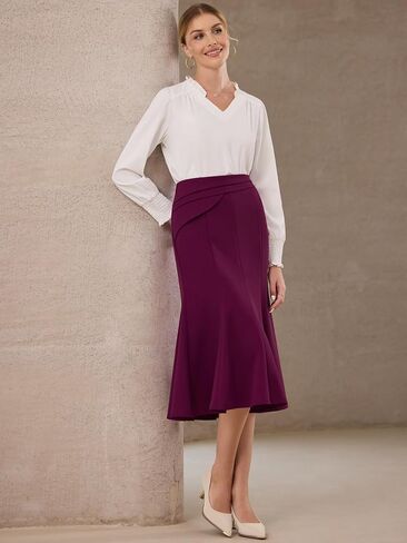 Women's Midi Mermaid Skirt Work High Elastic Waisted Fishtails Skirts in Kuwait
