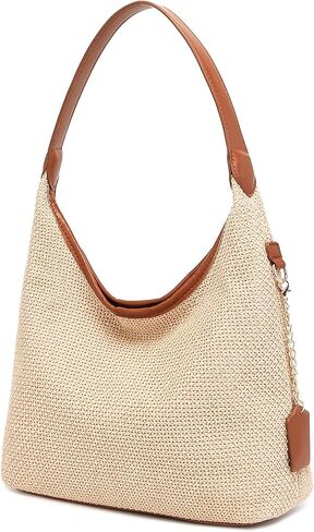 Straw Shoulder Bag for Women Summer Soft Woven Shoulder Purse Handbags,Beach Tote Straw Bag for Vacation in Saudi Arabia