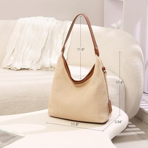 Straw Shoulder Bag for Women Summer Soft Woven Shoulder Purse Handbags,Beach Tote Straw Bag for Vacation in Saudi Arabia