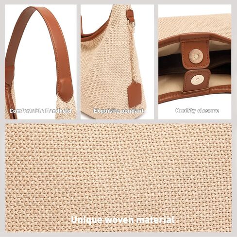 Straw Shoulder Bag for Women Summer Soft Woven Shoulder Purse Handbags,Beach Tote Straw Bag for Vacation in Saudi Arabia