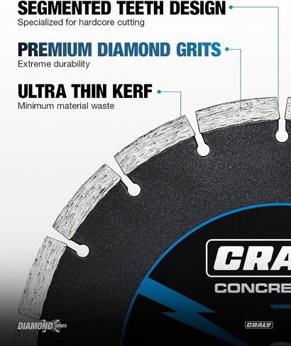 CRALY 7 Inch Super Thin Segmented Diamond Blade, 7/8 in Arbor, 7'' Diamond Stone Blade for Angle Grinder & Masonry Saw, Diamond Cutting Wheel for Cutting Concrete, Brick, Granite, Block in Kuwait