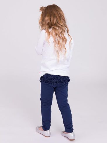 RuffleButts White Knit Long Sleeve Ruffle Layering Tee - 8 in Saudi Arabia