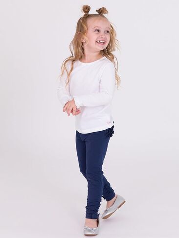 RuffleButts White Knit Long Sleeve Ruffle Layering Tee - 8 in Saudi Arabia