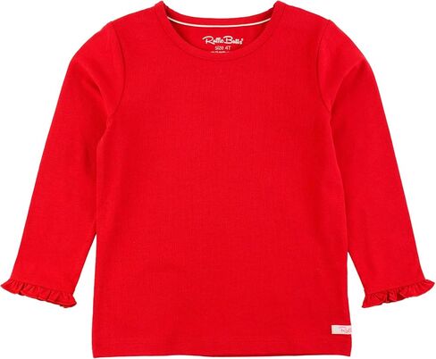 RuffleButts Red Knit Long Sleeve Ruffle Layering Tee - 7 in Saudi Arabia
