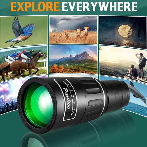 12x60 Purple Monocular Telescope High Powered with Smartphone Adapter Tripod and Portable Bag, Larger Vision Monoculars for Adults with BAK4 Prism & FMC Lens, Suitable for Bird Watching Hiking Travel in Kuwait