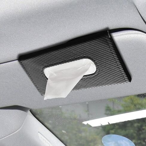Car Visor Tissue Holder, Tissue Box Holder for Car, Leather Auto Sun Visor Napkin Case Mask Dispenser, Automotive Accessories Rectangular Hanging Auto Napkin Box Fit for Most Vehicles (Black) in Saudi Arabia