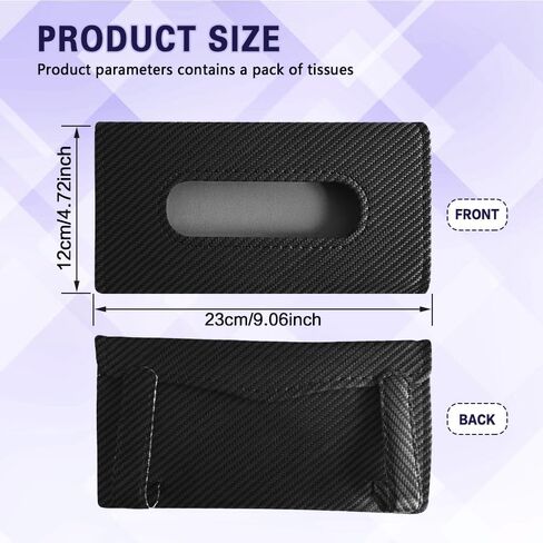 Car Visor Tissue Holder, Tissue Box Holder for Car, Leather Auto Sun Visor Napkin Case Mask Dispenser, Automotive Accessories Rectangular Hanging Auto Napkin Box Fit for Most Vehicles (Black) in Saudi Arabia