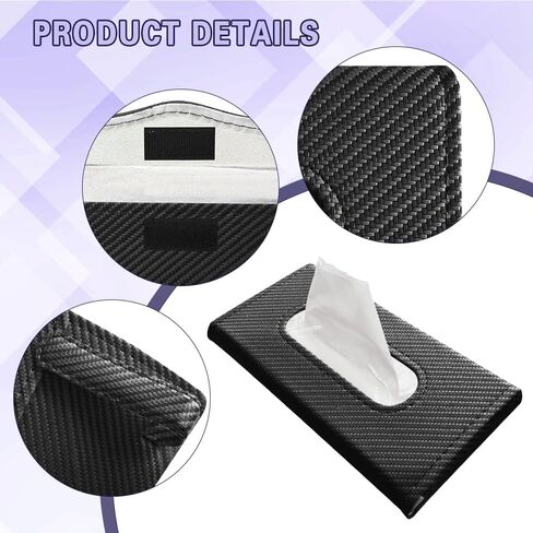 Car Visor Tissue Holder, Tissue Box Holder for Car, Leather Auto Sun Visor Napkin Case Mask Dispenser, Automotive Accessories Rectangular Hanging Auto Napkin Box Fit for Most Vehicles (Black) in Saudi Arabia