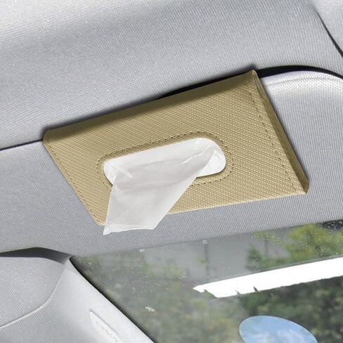 Car Visor Tissue Holder, Tissue Box Holder for Car, Leather Auto Sun Visor Napkin Case Mask Dispenser, Automotive Accessories Rectangular Hanging Auto Napkin Box Fit for Most Vehicles (Black) in Saudi Arabia
