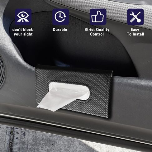 Car Visor Tissue Holder, Tissue Box Holder for Car, Leather Auto Sun Visor Napkin Case Mask Dispenser, Automotive Accessories Rectangular Hanging Auto Napkin Box Fit for Most Vehicles (Black) in Saudi Arabia