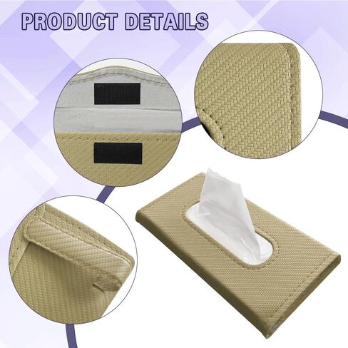 Car Visor Tissue Holder, Tissue Box Holder for Car, Leather Auto Sun Visor Napkin Case Mask Dispenser, Automotive Accessories Rectangular Hanging Auto Napkin Box Fit for Most Vehicles (Black) in Saudi Arabia