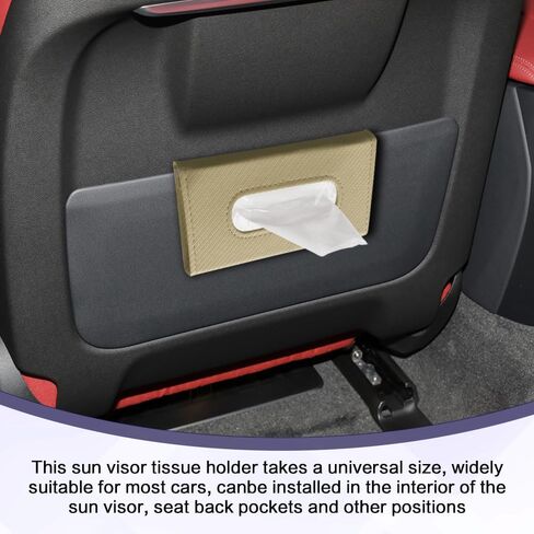 Car Visor Tissue Holder, Tissue Box Holder for Car, Leather Auto Sun Visor Napkin Case Mask Dispenser, Automotive Accessories Rectangular Hanging Auto Napkin Box Fit for Most Vehicles (Black) in Saudi Arabia