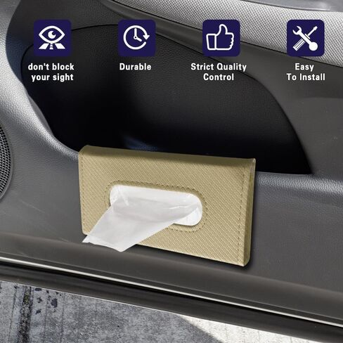 Car Visor Tissue Holder, Tissue Box Holder for Car, Leather Auto Sun Visor Napkin Case Mask Dispenser, Automotive Accessories Rectangular Hanging Auto Napkin Box Fit for Most Vehicles (Black) in Saudi Arabia