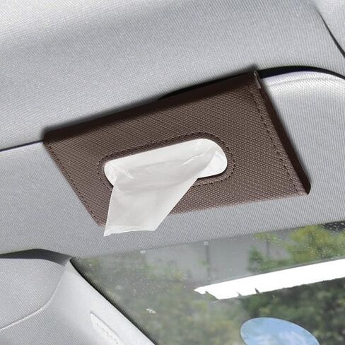 Car Visor Tissue Holder, Tissue Box Holder for Car, Leather Auto Sun Visor Napkin Case Mask Dispenser, Automotive Accessories Rectangular Hanging Auto Napkin Box Fit for Most Vehicles (Black) in Saudi Arabia