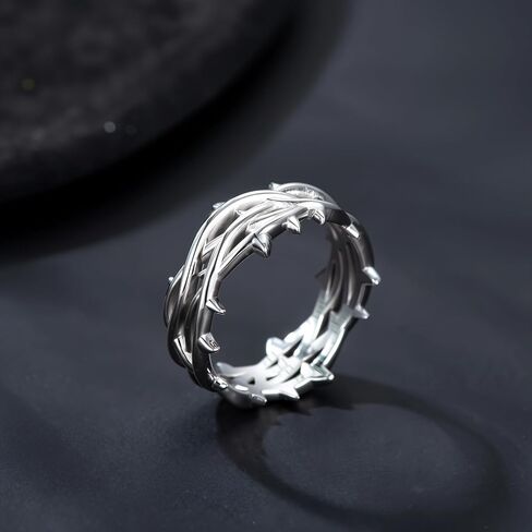 Crown of Thorns Ring 925 Sterling Silver Jesus Thorn Ring Size 8-13 for Men Women Silver in Saudi Arabia
