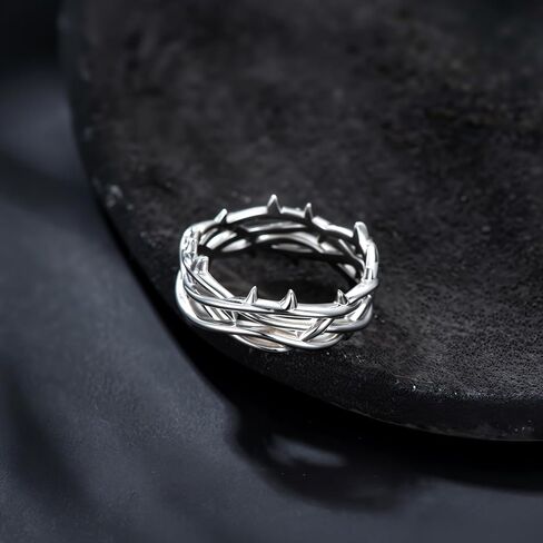 Crown of Thorns Ring 925 Sterling Silver Jesus Thorn Ring Size 8-13 for Men Women Silver in Saudi Arabia