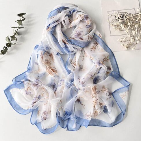 Scarfs for Women Lightweight Fashion Scarves Elegant Floral Pattern Sheer Scarfs Sunscreen Shawls Wraps in Saudi Arabia