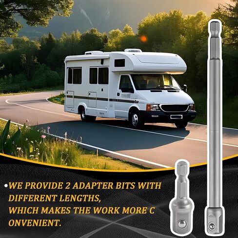 Trailer Scissor Jack Slotted Drill Adapter, Stainless Steel Vehicle T-Slot Drill Attachment with 2 Bits, Heavy Duty Automotive Stabilizing Jack Accessories, Universal Fit in Saudi Arabia