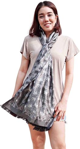 AeraVida Elegantly Stunning Hand-Woven Silk Elephant Scarf or Shawl in Saudi Arabia