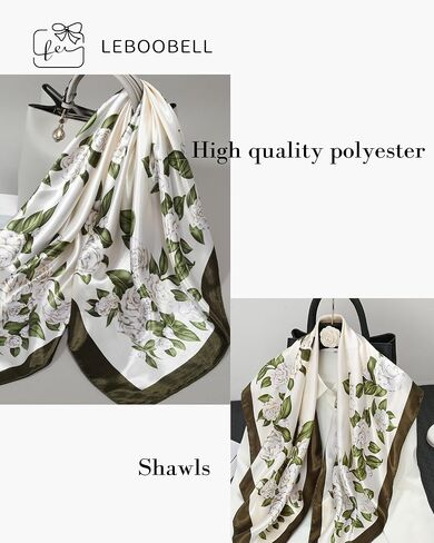 Womens Square Head Scarf Satin Printed Hair Scarf Like Silk Bandanas for Women 35 Inches in Saudi Arabia