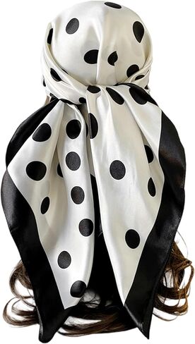 Womens Square Head Scarf Satin Printed Hair Scarf Like Silk Bandanas for Women 35 Inches in Saudi Arabia