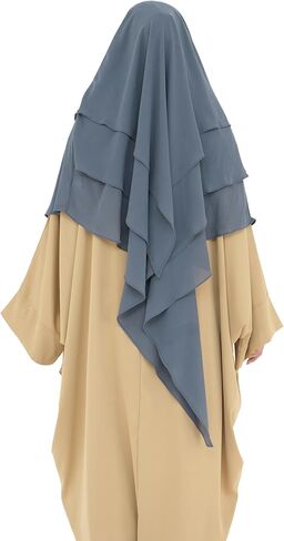Modest Multi-Layer Large Hijab Muslim Breathable Chiffon Scarf Women Lightweight Solid Color Islamic Headscarf in Saudi Arabia
