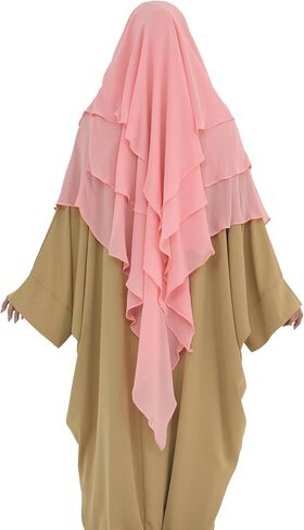 Modest Multi-Layer Large Hijab Muslim Breathable Chiffon Scarf Women Lightweight Solid Color Islamic Headscarf in Saudi Arabia