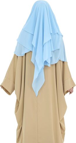 Modest Multi-Layer Large Hijab Muslim Breathable Chiffon Scarf Women Lightweight Solid Color Islamic Headscarf in Saudi Arabia