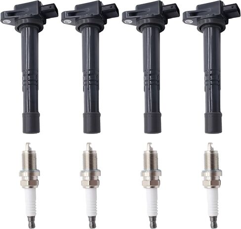 UF311 Ignition Coils and 9807B-561BW Double Iridium Spark Plugs Compatible with Honda Accord 2.4L, Civic 2.0L, CR-V 2.4L, Element 2.4L, S2000 2.2L, CSX 2.0L, RSX 2.0L Replaces C1382 in Saudi Arabia