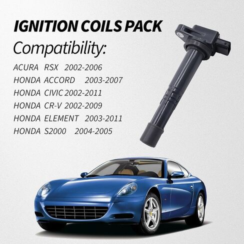 UF311 Ignition Coils and 9807B-561BW Double Iridium Spark Plugs Compatible with Honda Accord 2.4L, Civic 2.0L, CR-V 2.4L, Element 2.4L, S2000 2.2L, CSX 2.0L, RSX 2.0L Replaces C1382 in Saudi Arabia