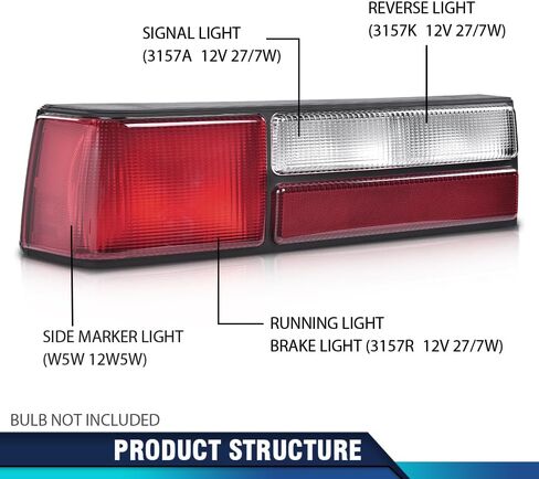 PIT66 Tail lights Compatible with Ford Mustang 1987-1993 E7ZZ13405A, E7ZZ13404A, FO2800168, FO2801168 Rear Lamp Brake Lights Taillight Set Assembly(Red Lens Black Housing) Halogen w/o Bulbs in Saudi Arabia