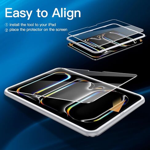 JETech Screen Protector for iPad Air 11-Inch M2 (2024) with Easy Installation Frame, Tempered Glass Film, HD Clear, 2-Pack in Kuwait