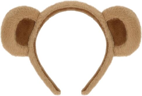 Shintop Bear Ears Headband, 2PCS Brown Animal Ears Costume Fuzzy Bear Accessories Halloween Party Cosplay Cute Makeup Hairband for Festival Theme Celebration in Saudi Arabia