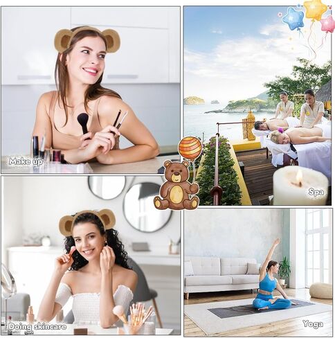 Shintop Bear Ears Headband, 2PCS Brown Animal Ears Costume Fuzzy Bear Accessories Halloween Party Cosplay Cute Makeup Hairband for Festival Theme Celebration in Saudi Arabia