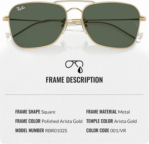 Ray-Ban RBR0102S CARAVAN REVERSE Square Shaped Sunglasses for Men & Women with Official RAYBAN Eyewear Kit in Kuwait