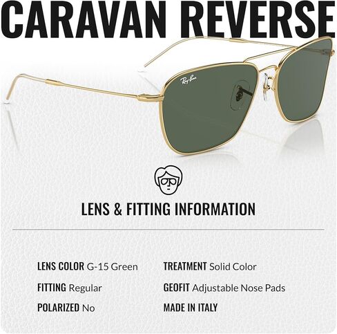 Ray-Ban RBR0102S CARAVAN REVERSE Square Shaped Sunglasses for Men & Women with Official RAYBAN Eyewear Kit in Kuwait