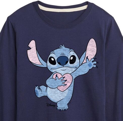 تي شيرت ديزني - Lilo & Stitch - Stitch Hearts You - تي شيرت برسومات طويلة الأكمام للأطفال الصغار والشباب in Kuwait