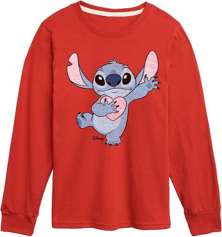 تي شيرت ديزني - Lilo & Stitch - Stitch Hearts You - تي شيرت برسومات طويلة الأكمام للأطفال الصغار والشباب in Kuwait