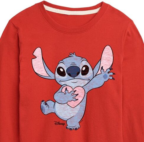 تي شيرت ديزني - Lilo & Stitch - Stitch Hearts You - تي شيرت برسومات طويلة الأكمام للأطفال الصغار والشباب in Kuwait