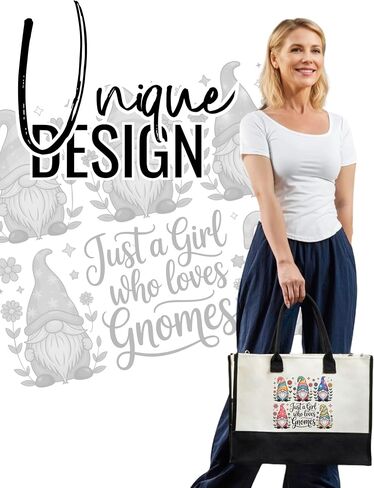 InnoBeta Gnome Gifts for Women, Gnome Tote Bag with Top Zipper Closure and Shoulder Strap in Saudi Arabia